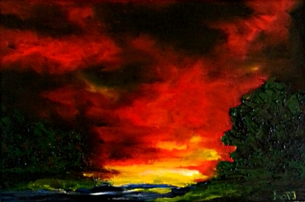 "Sunset 2" oil on canvas, 20x30 cm. Sold.